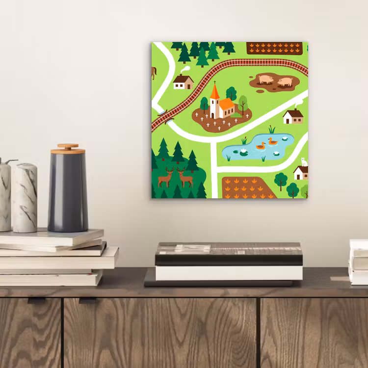 Alu-Dibond-Bild - Landschaft – Tiere – Illustration — 2