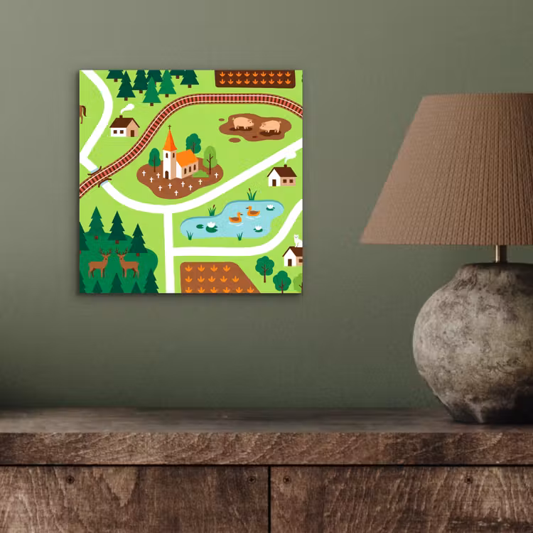 Alu-Dibond-Bild - Landschaft – Tiere – Illustration — 3