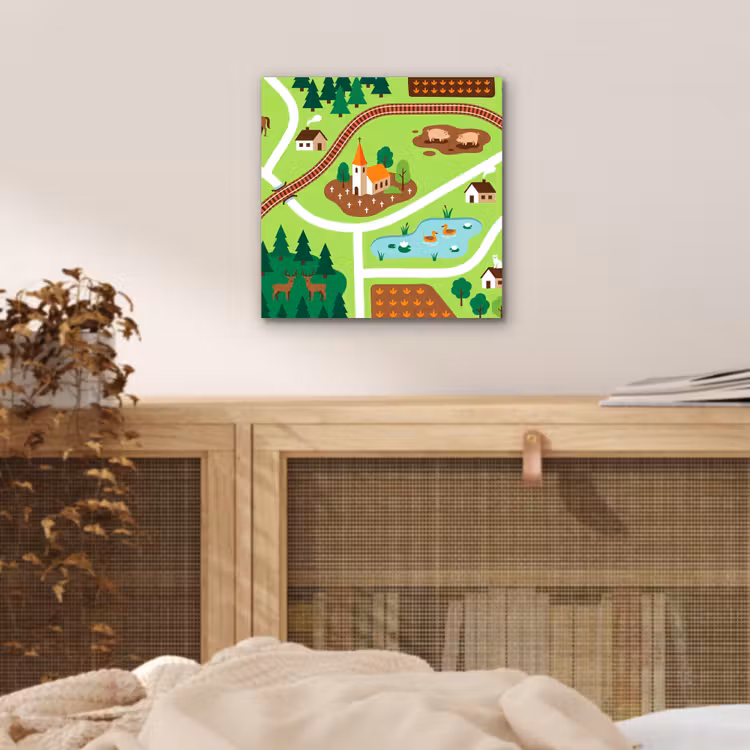 Alu-Dibond-Bild - Landschaft – Tiere – Illustration — 4