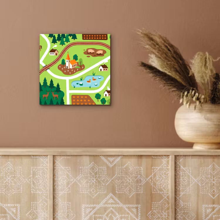 Alu-Dibond-Bild - Landschaft – Tiere – Illustration — 5