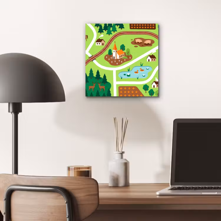 Alu-Dibond-Bild - Landschaft – Tiere – Illustration — 6