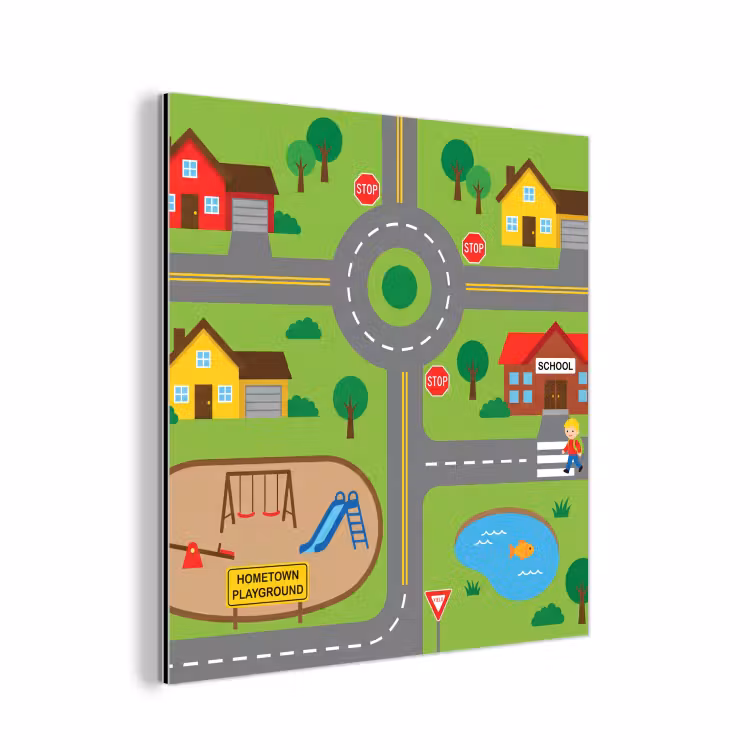 Alu-Dibond-Bild - Stadt – Straßen – Karikatur — 1
