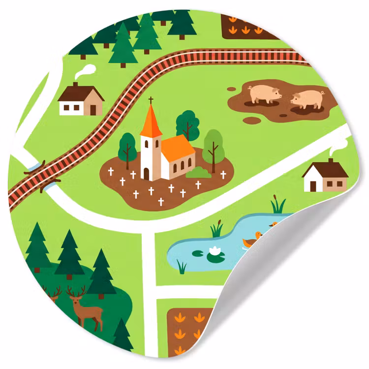Runde Tapete - Landschaft – Tiere – Illustration — 1