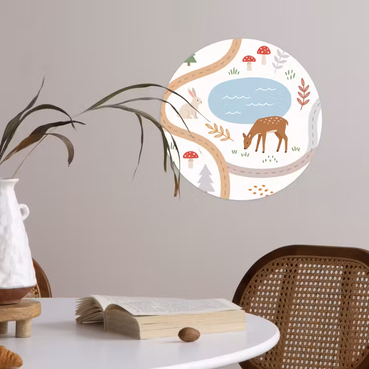 Runde Tapete - Tiere – Wald – Illustration — 4