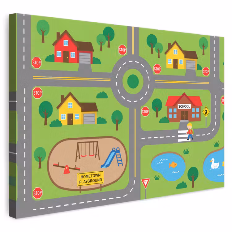 Leinwandbild - Stadt – Straßen – Karikatur — 1
