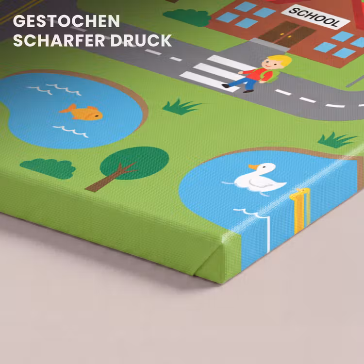 Leinwandbild - Stadt – Straßen – Karikatur — 4