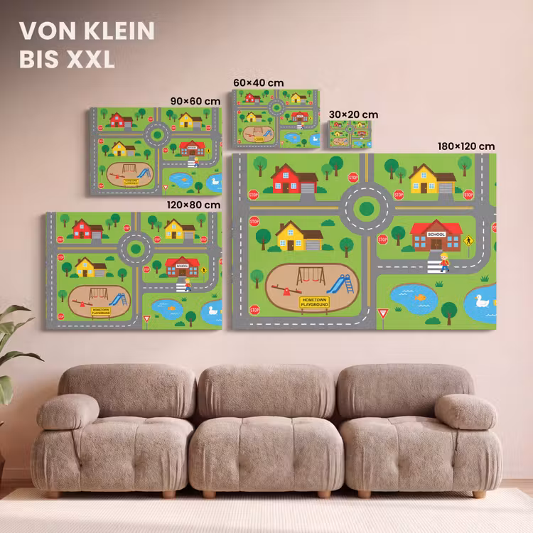 Leinwandbild - Stadt – Straßen – Karikatur — 6