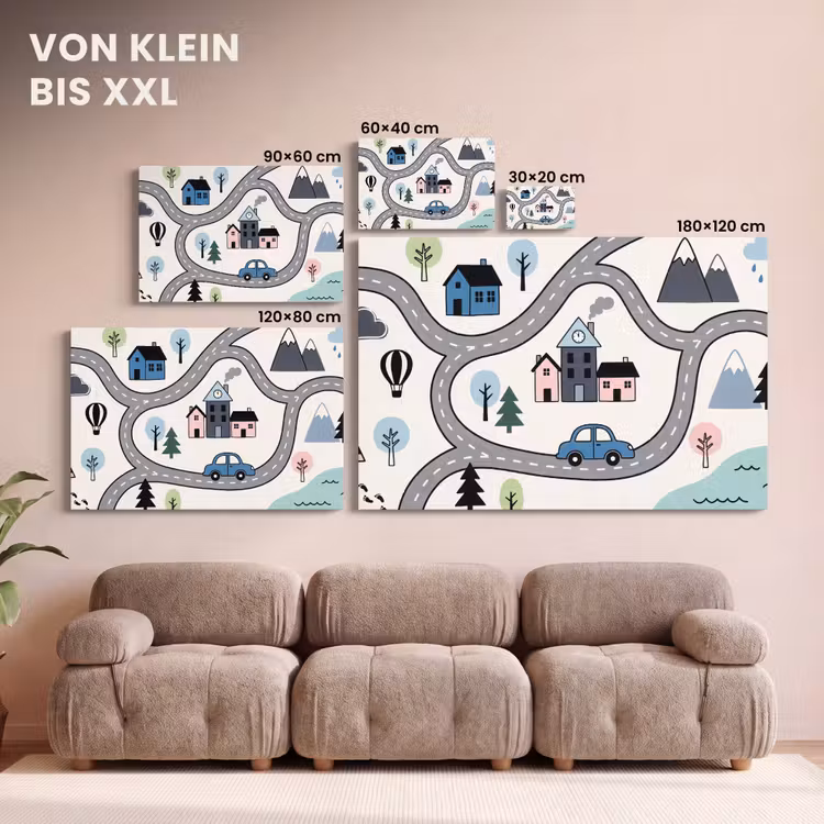 Leinwandbild - Karte – Stadt – Kinderfreundlich — 6