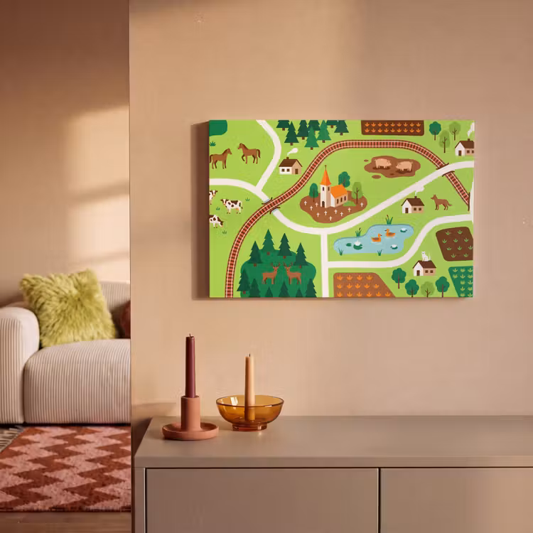 Leinwandbild - Landschaft – Tiere – Illustration — 2