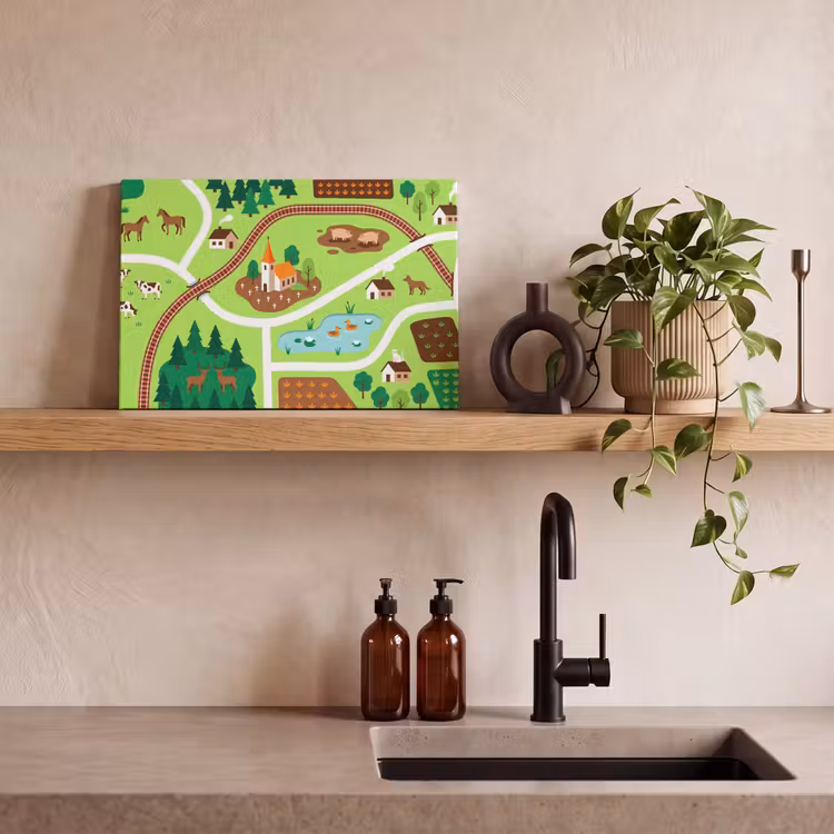 Leinwandbild - Landschaft – Tiere – Illustration — 3