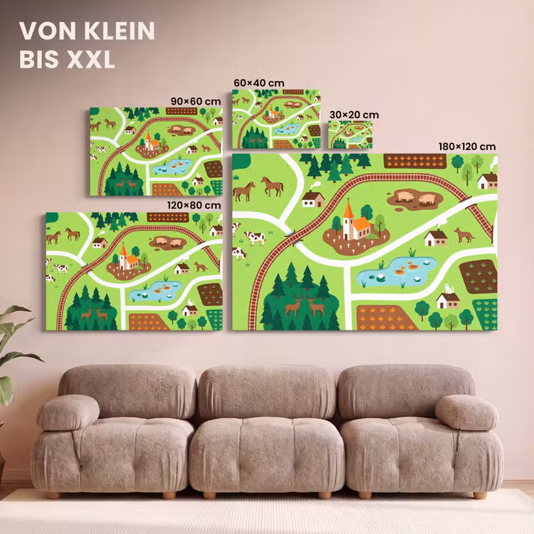 Leinwandbild - Landschaft – Tiere – Illustration — 6