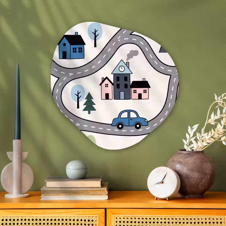 Glasbild Organische Form - Karte – Stadt – Kinderfreundlich — 2
