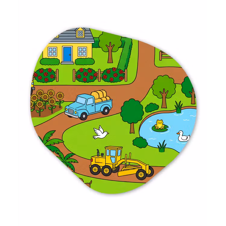 Glasbild Organische Form - Landleben – Tiere – Cartoon — 1