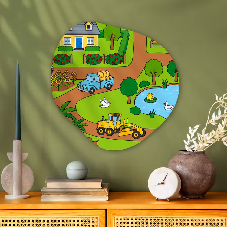 Glasbild Organische Form - Landleben – Tiere – Cartoon — 2