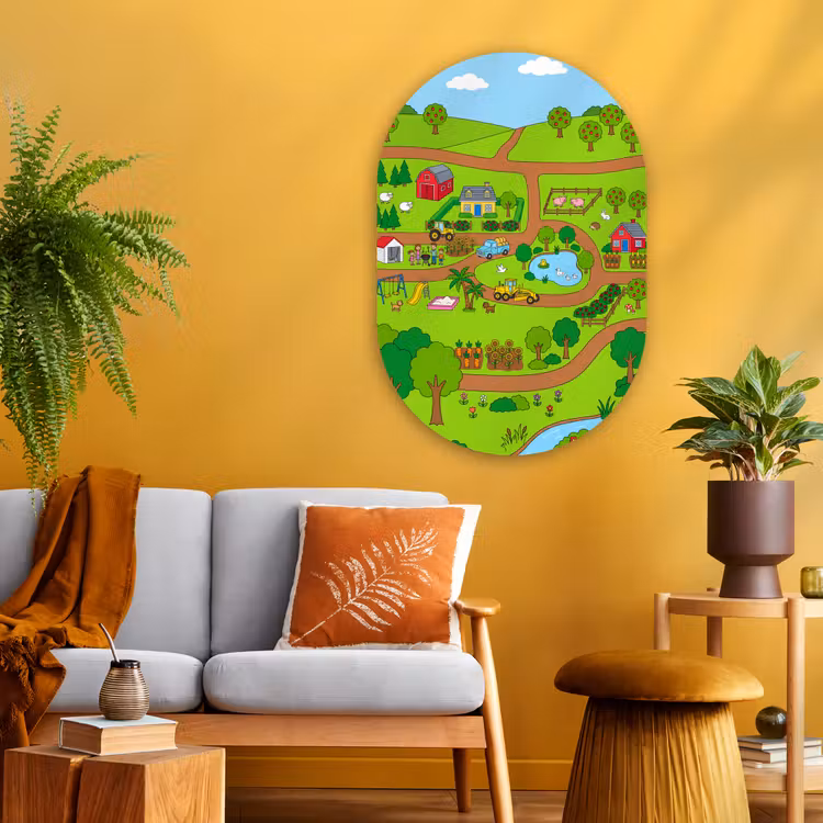 Glasbild Oval - Landleben – Tiere – Cartoon — 3