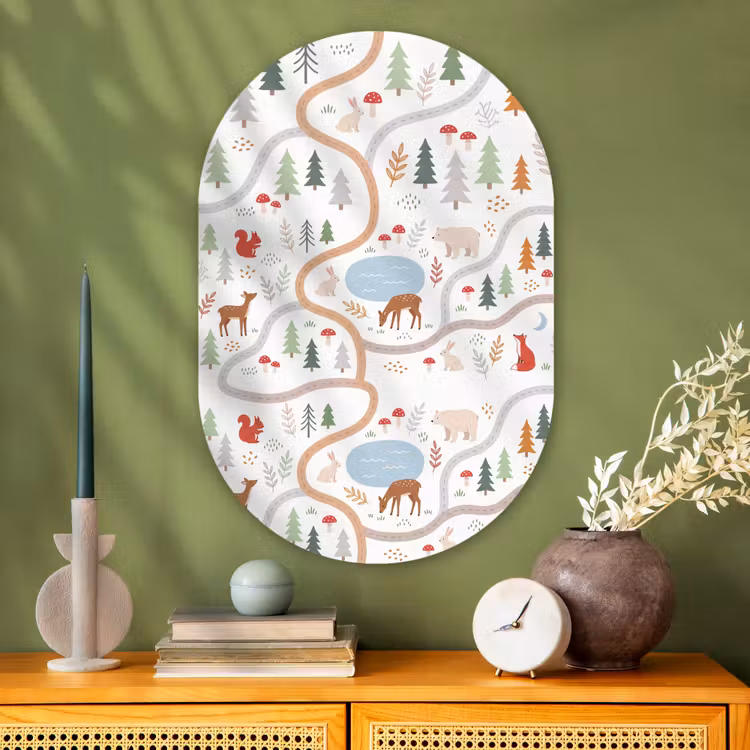 Glasbild Oval - Tiere – Wald – Illustration — 2