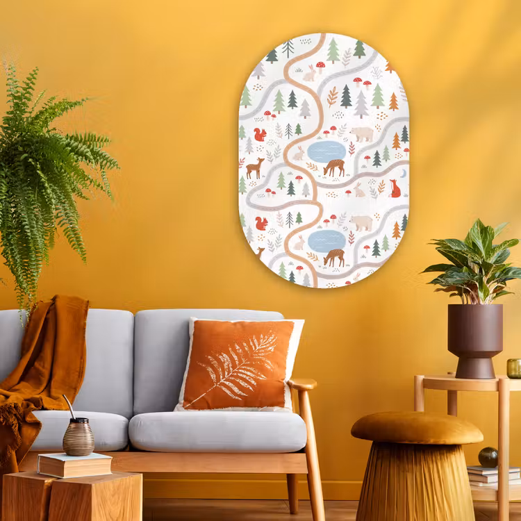 Glasbild Oval - Tiere – Wald – Illustration — 3