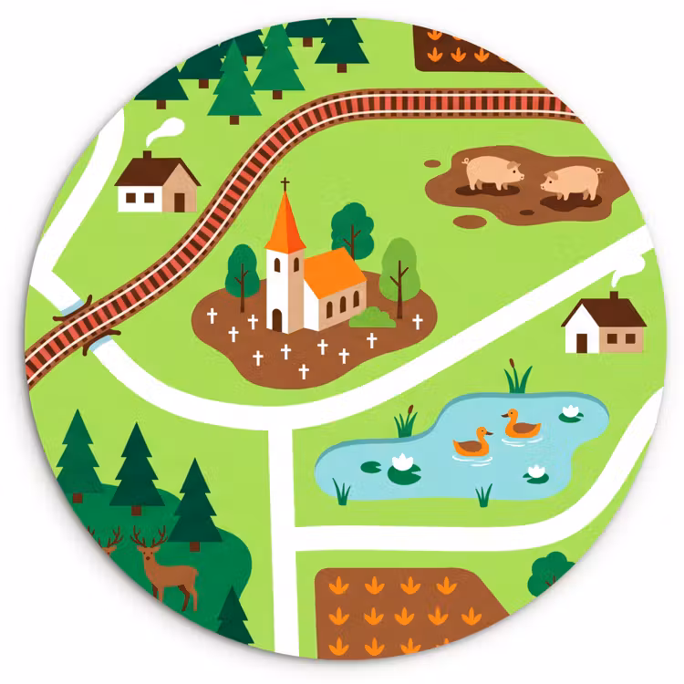 Forexbild Rund - Landschaft – Tiere – Illustration — 1