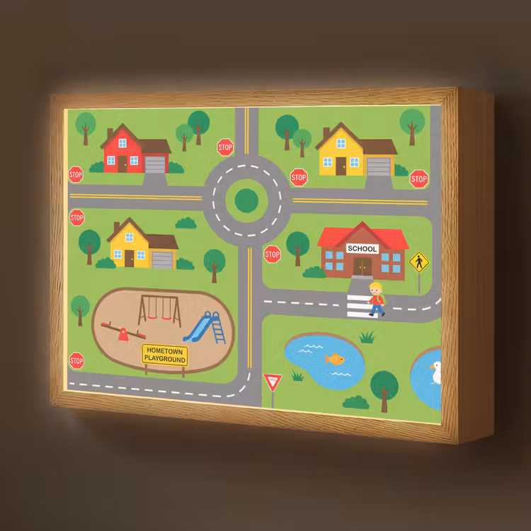 Nachtlicht Kinder - Stadt – Straßen – Karikatur — 1