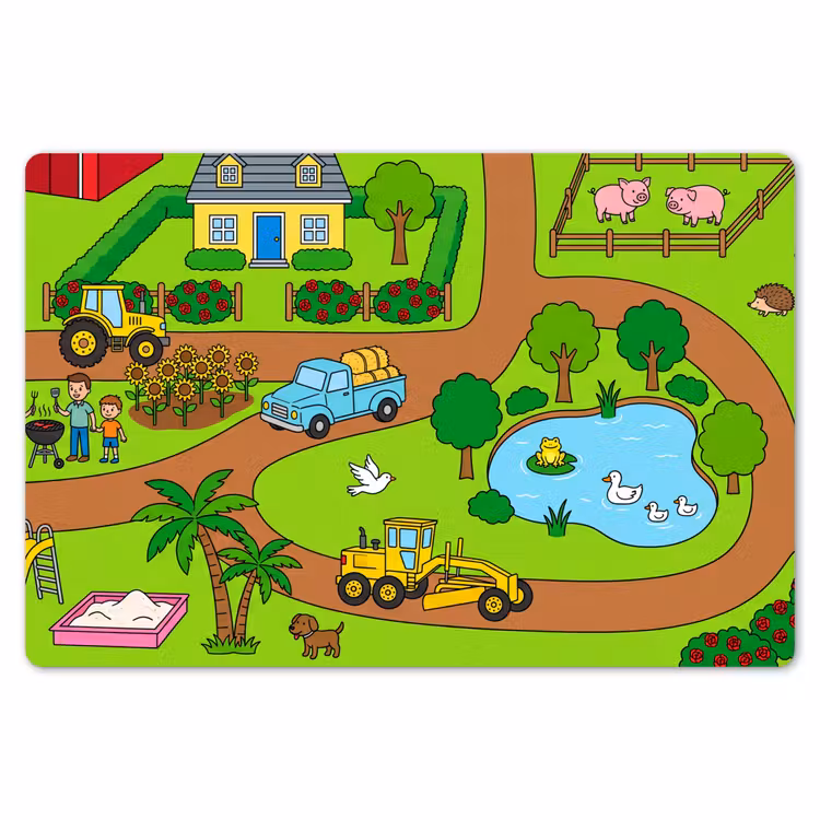 Tischset - 6 Stück - Landleben – Tiere – Cartoon — 6