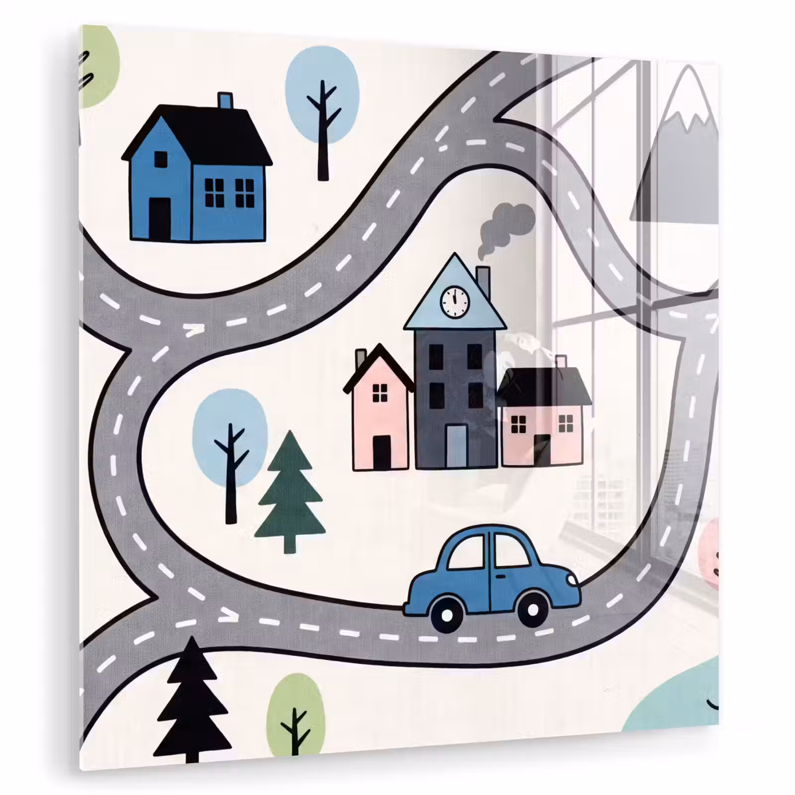 Glasbild - Karte – Stadt – Kinderfreundlich — 1