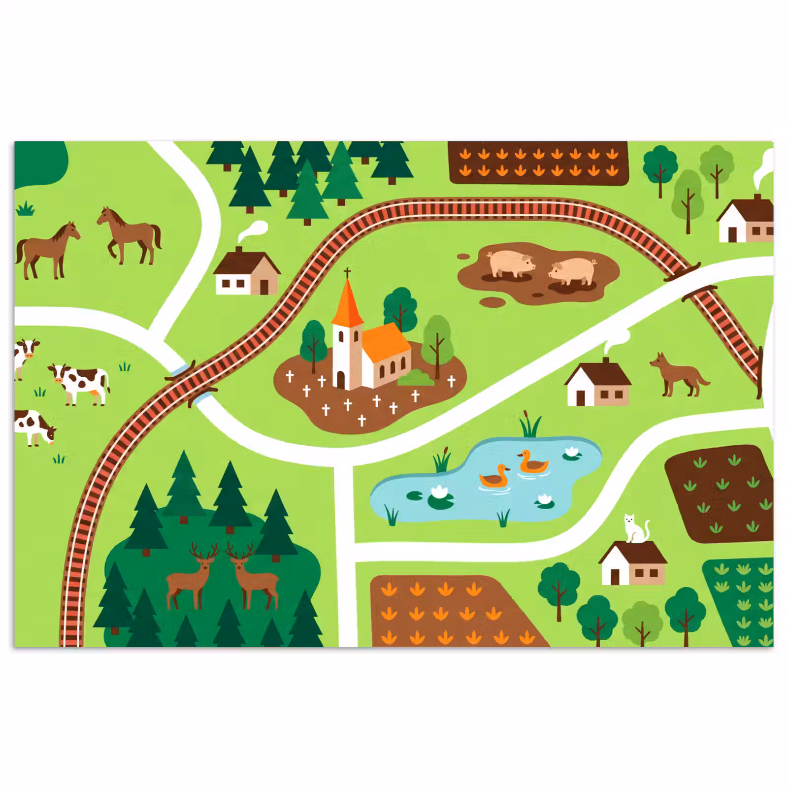 Poster - Landschaft – Tiere – Illustration — 1