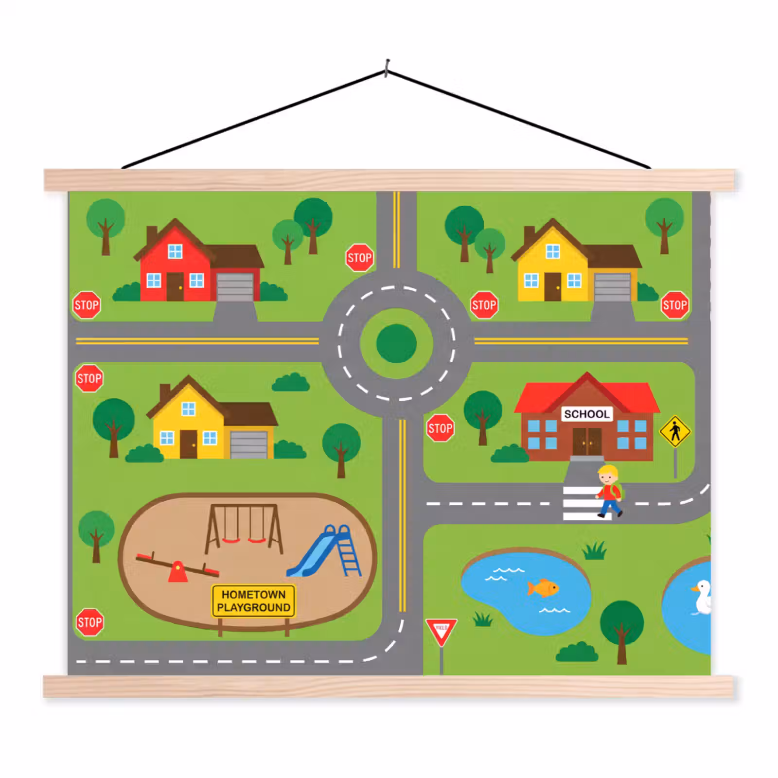 Stoffbild - Stadt – Straßen – Karikatur — 1