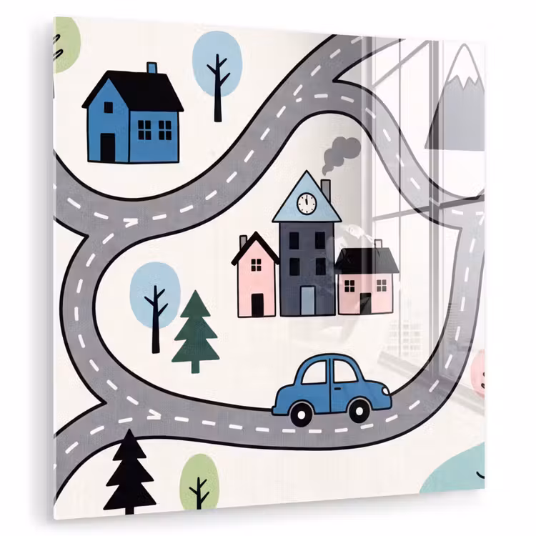 Glasbild - Karte – Stadt – Kinderfreundlich — 1