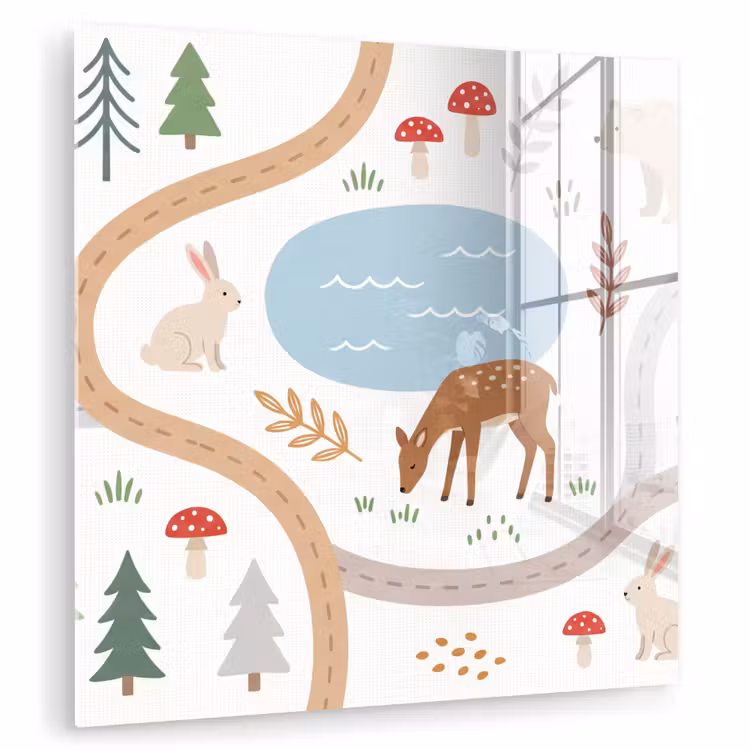Glasbild - Tiere – Wald – Illustration — 1