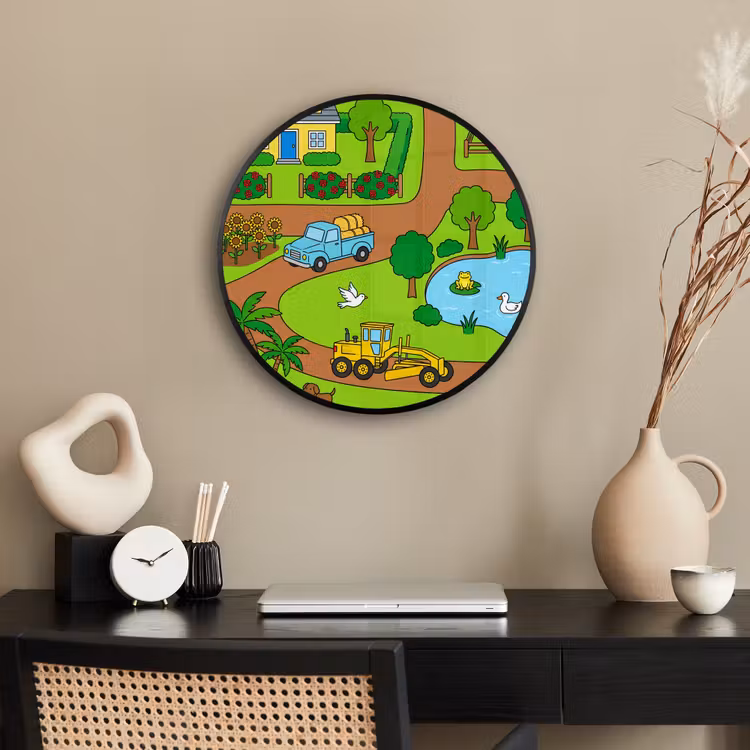 Poster im Rahmen Rund - Landleben – Tiere – Cartoon — 3