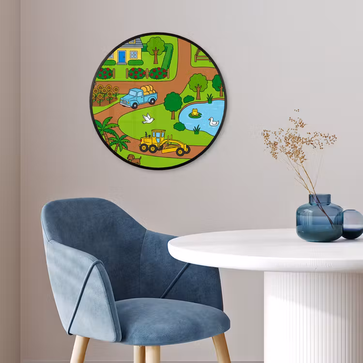 Poster im Rahmen Rund - Landleben – Tiere – Cartoon — 4