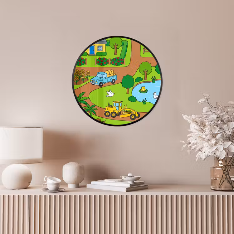 Poster im Rahmen Rund - Landleben – Tiere – Cartoon — 5