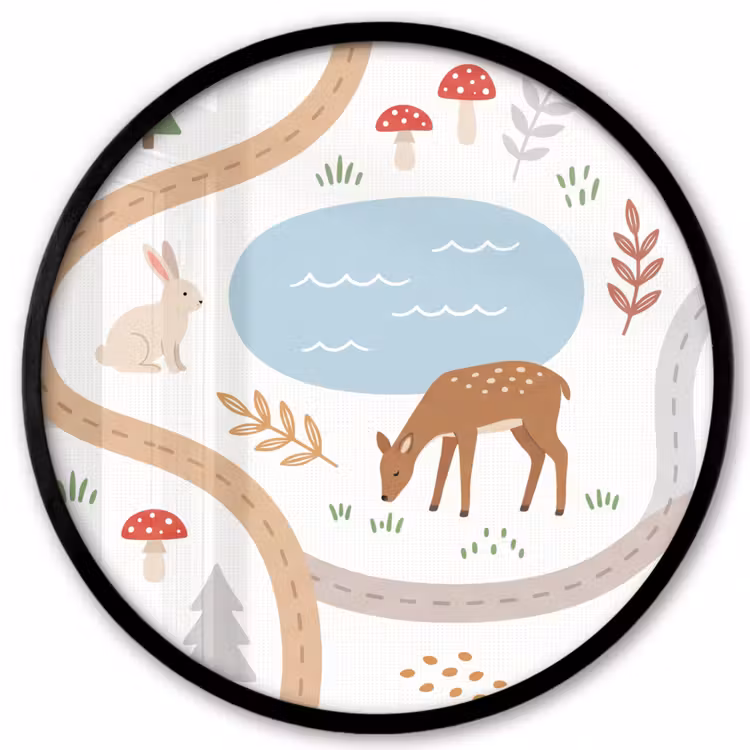Poster im Rahmen Rund - Tiere – Wald – Illustration — 1