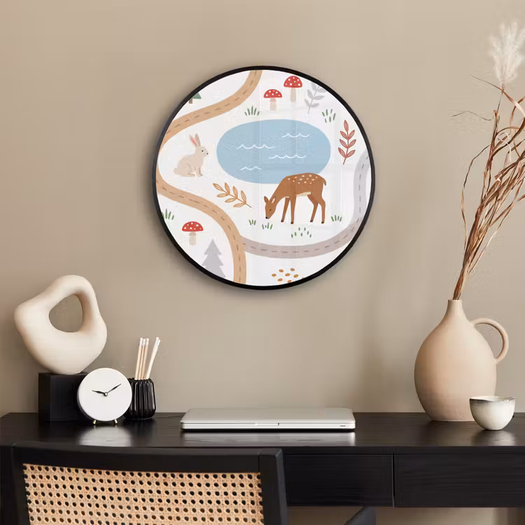 Poster im Rahmen Rund - Tiere – Wald – Illustration — 3