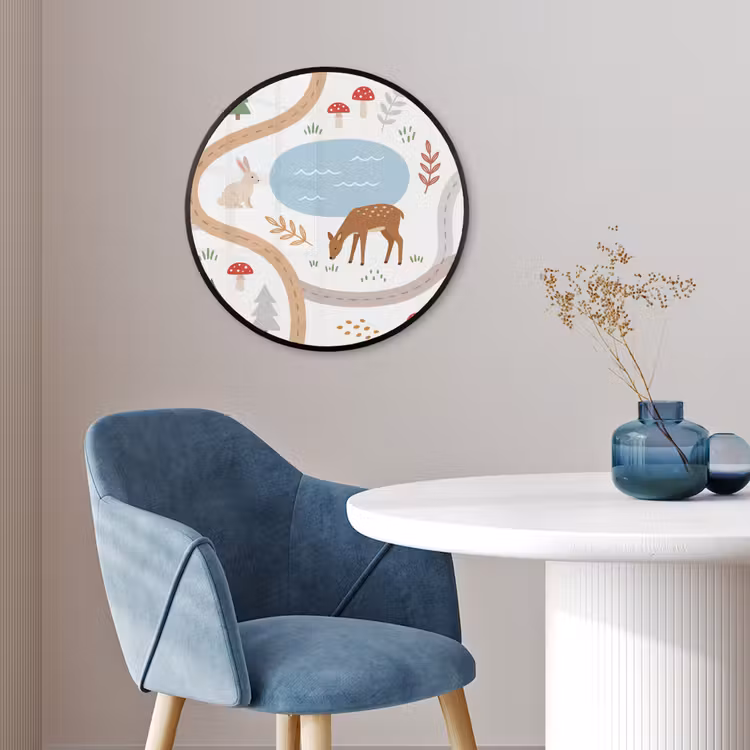 Poster im Rahmen Rund - Tiere – Wald – Illustration — 4