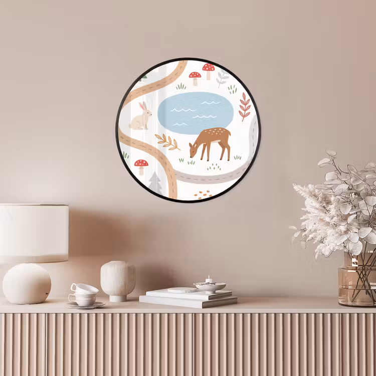 Poster im Rahmen Rund - Tiere – Wald – Illustration — 5