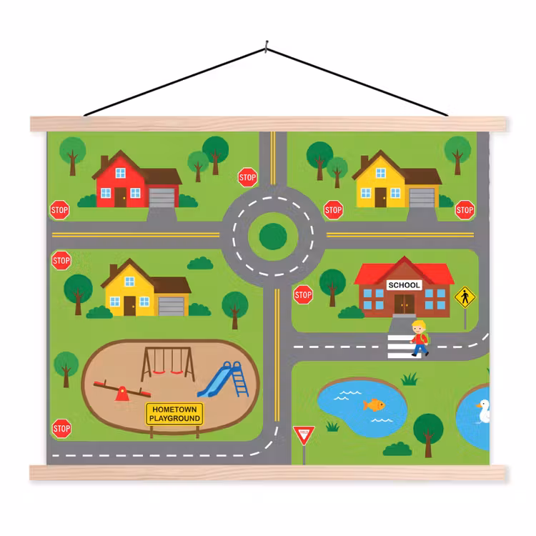 Stoffbild - Stadt – Straßen – Karikatur — 1