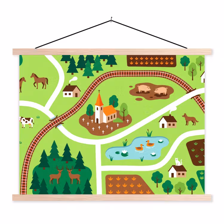 Stoffbild - Landschaft – Tiere – Illustration — 1