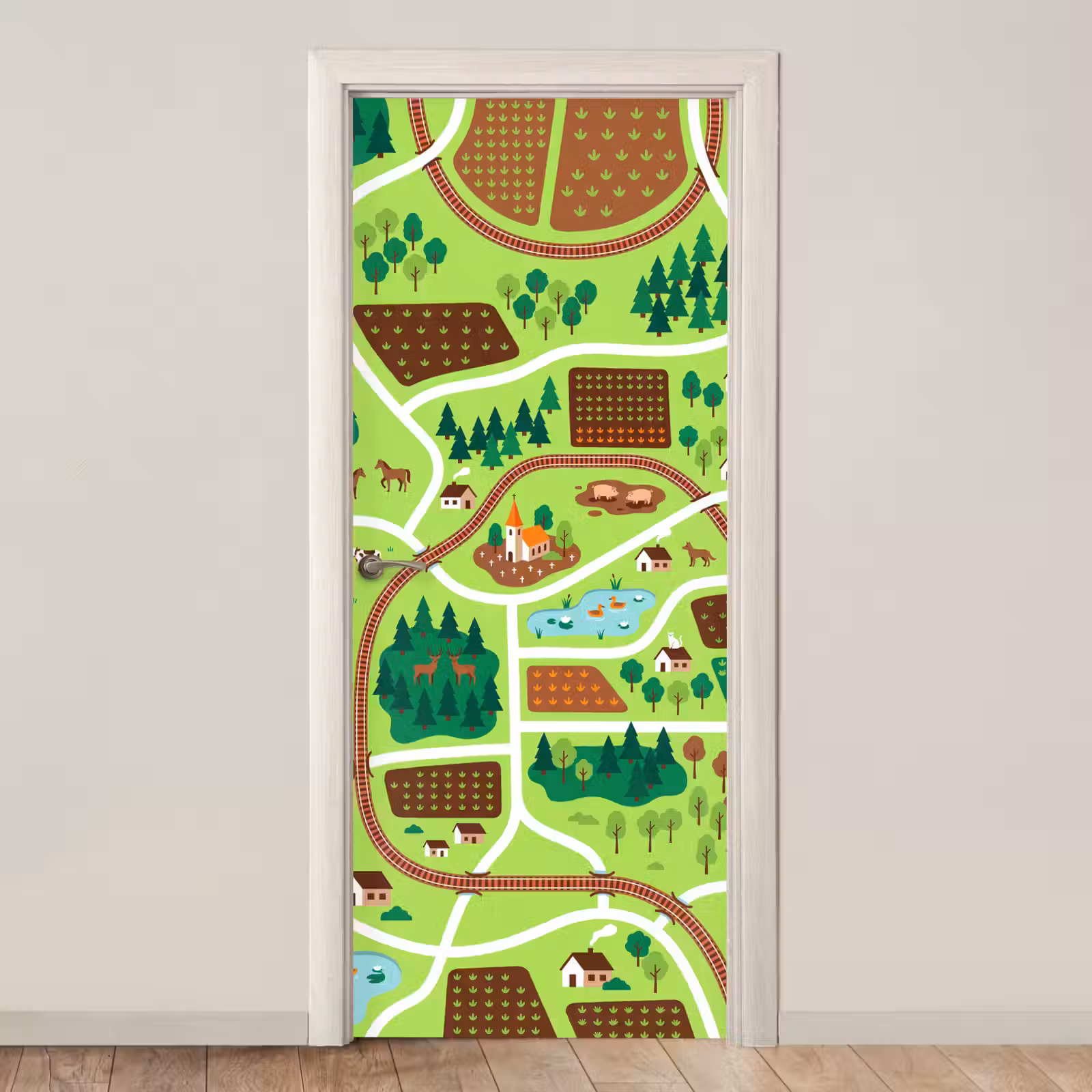 Türtapete - Landschaft – Tiere – Illustration — 1