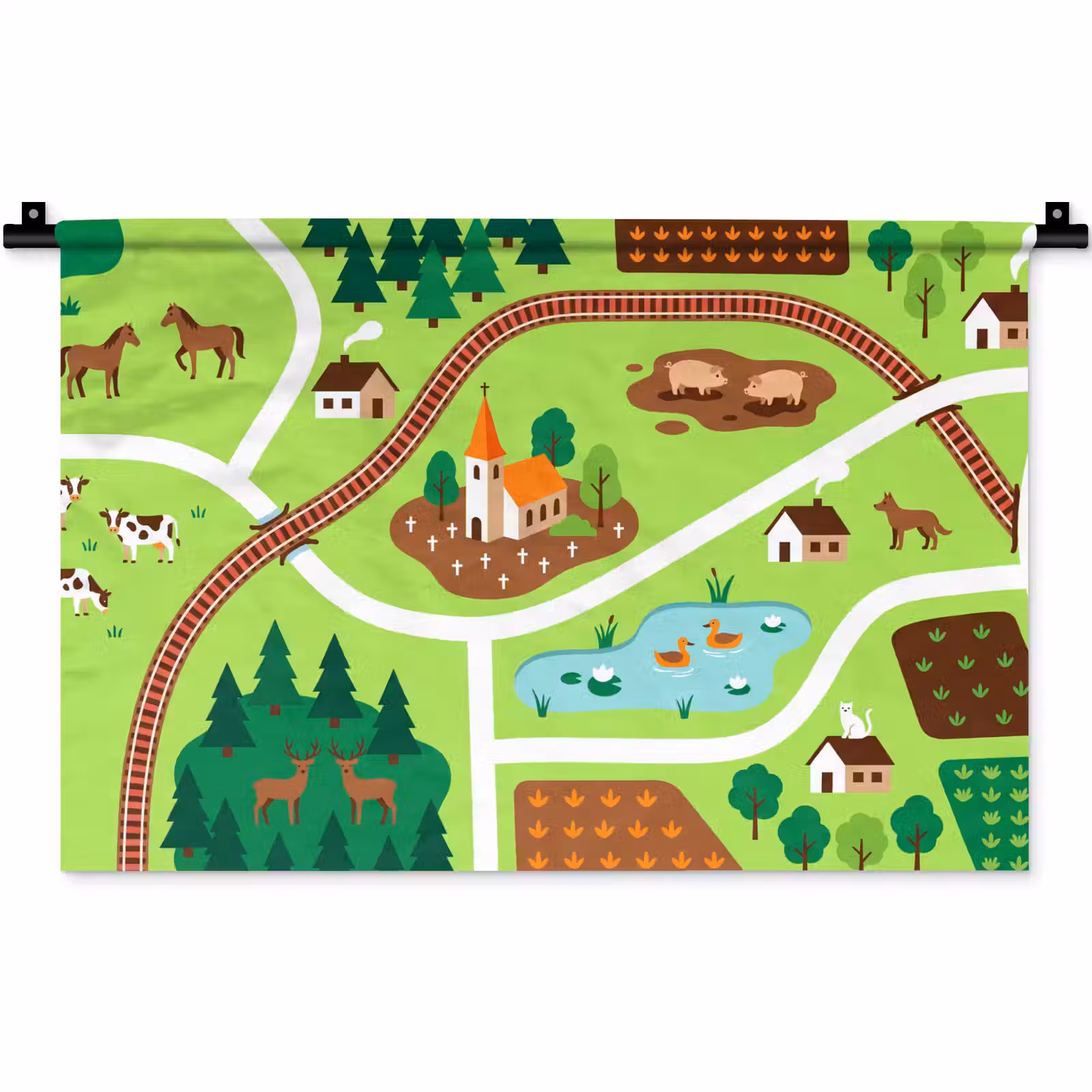 Wandteppich - Landschaft – Tiere – Illustration — 1