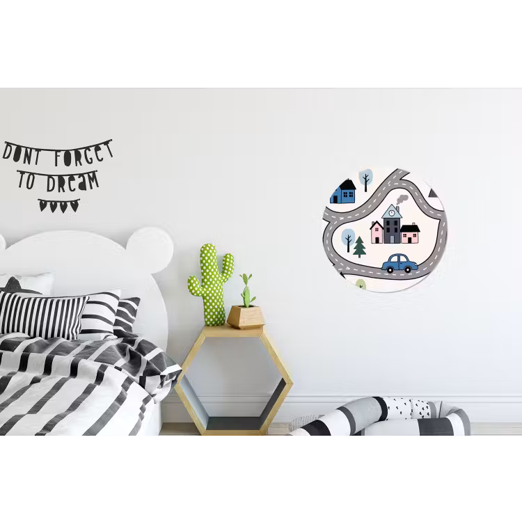 Alu-Dibond-Bild Rund - Karte – Stadt – Kinderfreundlich — 4