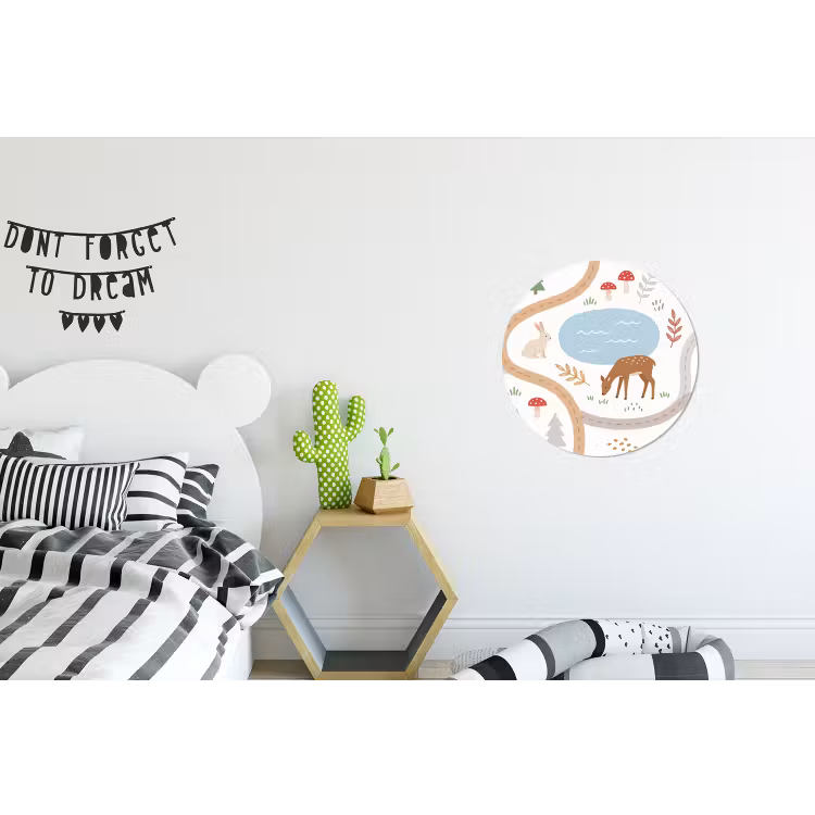 Alu-Dibond-Bild Rund - Tiere – Wald – Illustration — 4
