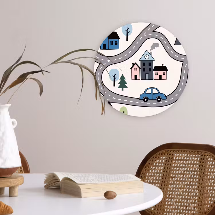Glasbild Rund - Karte – Stadt – Kinderfreundlich — 4