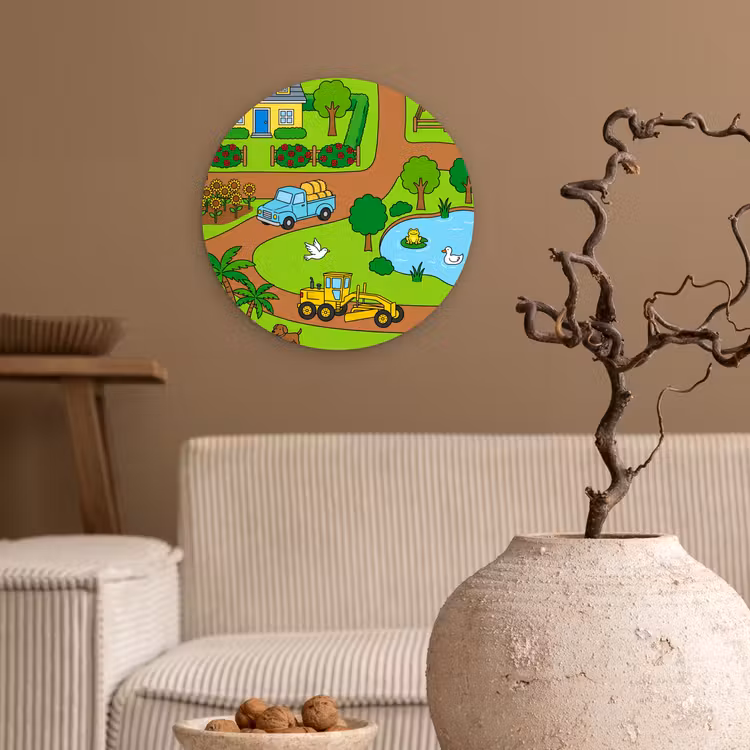 Glasbild Rund - Landleben – Tiere – Cartoon — 2