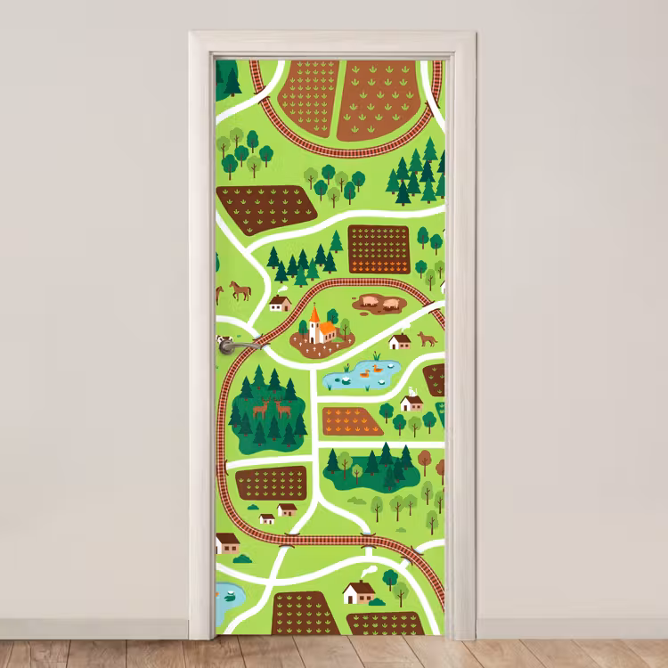 Türtapete - Landschaft – Tiere – Illustration — 1