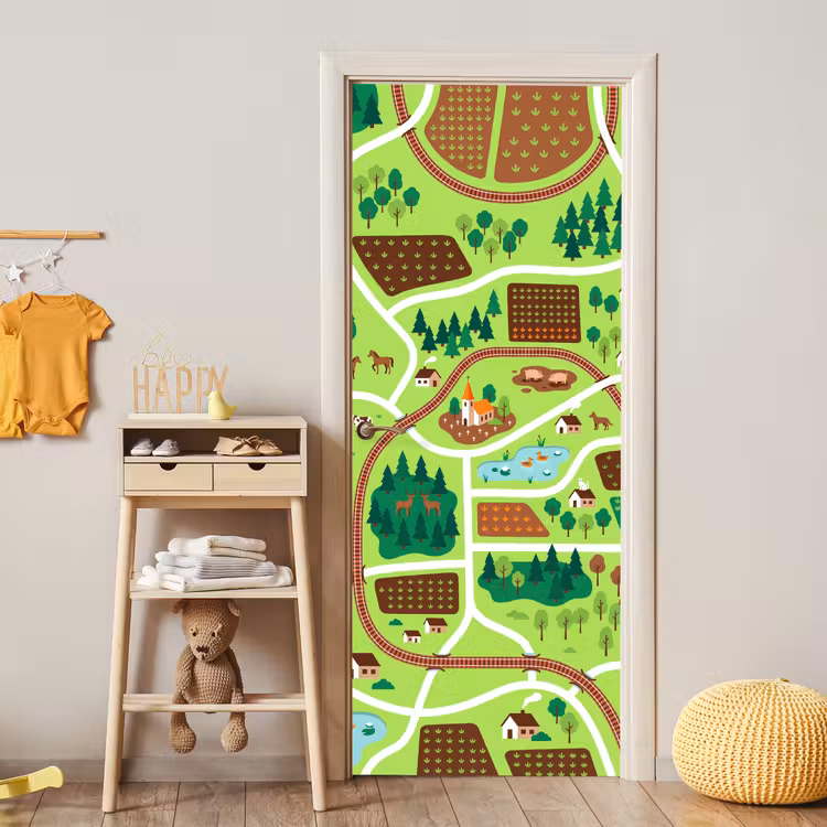 Türtapete - Landschaft – Tiere – Illustration — 5