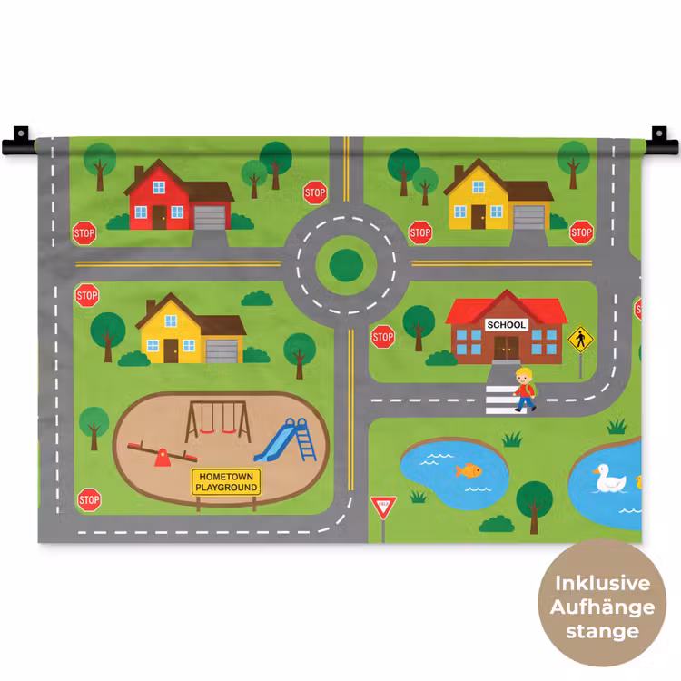 Wandteppich - Stadt – Straßen – Karikatur — 9