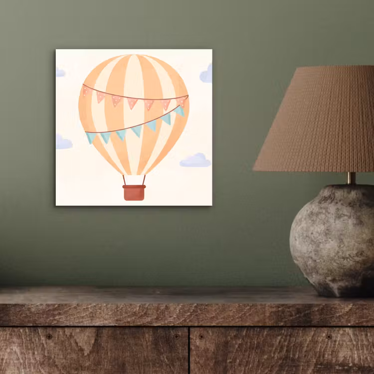 Alu-Dibond-Bild - Heißluftballon – Wolken – Illustration – Sanft – Kinderzimmer — 3