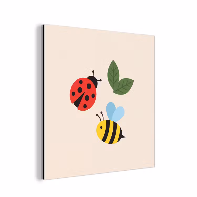 Alu-Dibond-Bild - Insekt – Blatt – Natur – Verspielt – Illustration — 1