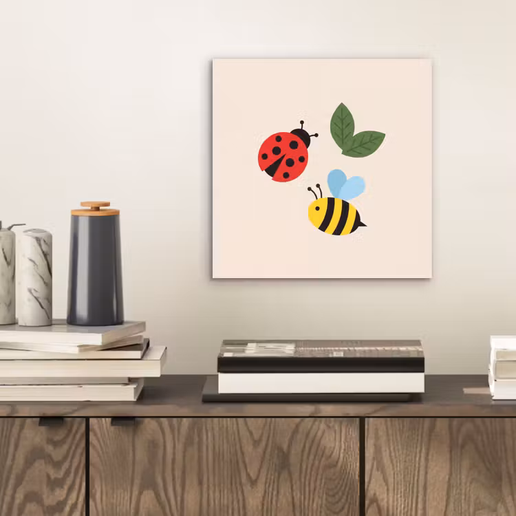 Alu-Dibond-Bild - Insekt – Blatt – Natur – Verspielt – Illustration — 2